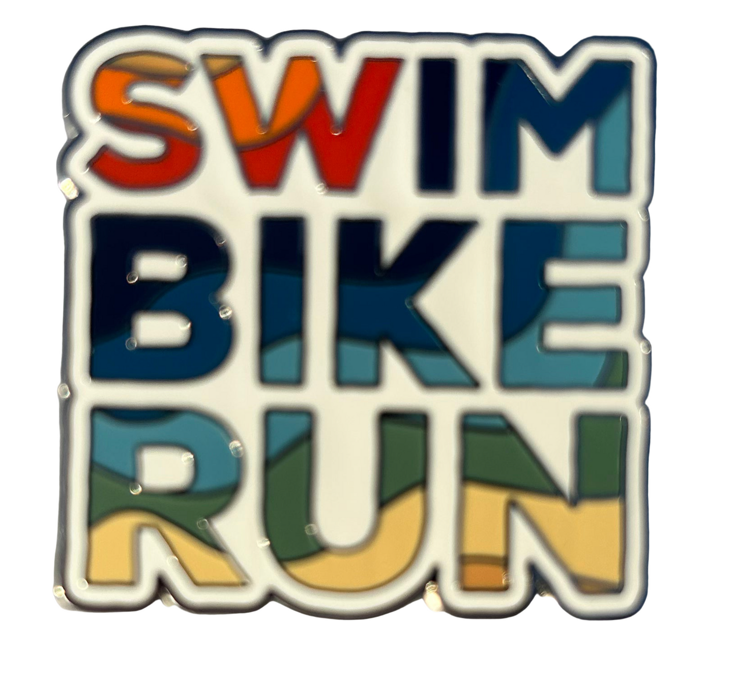Endless Summer Swim Bike Run metallic Pin