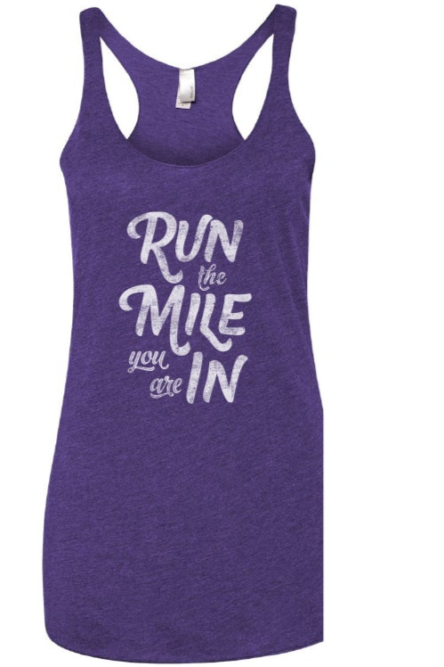 Run the Mile You Are In Distressed Women's Racerback Tank