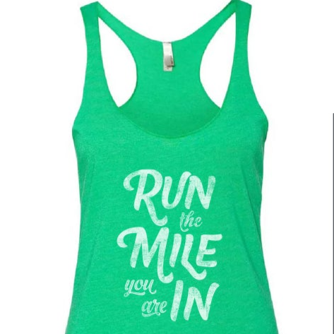 Run the Mile You Are In Distressed Women's Racerback Tank