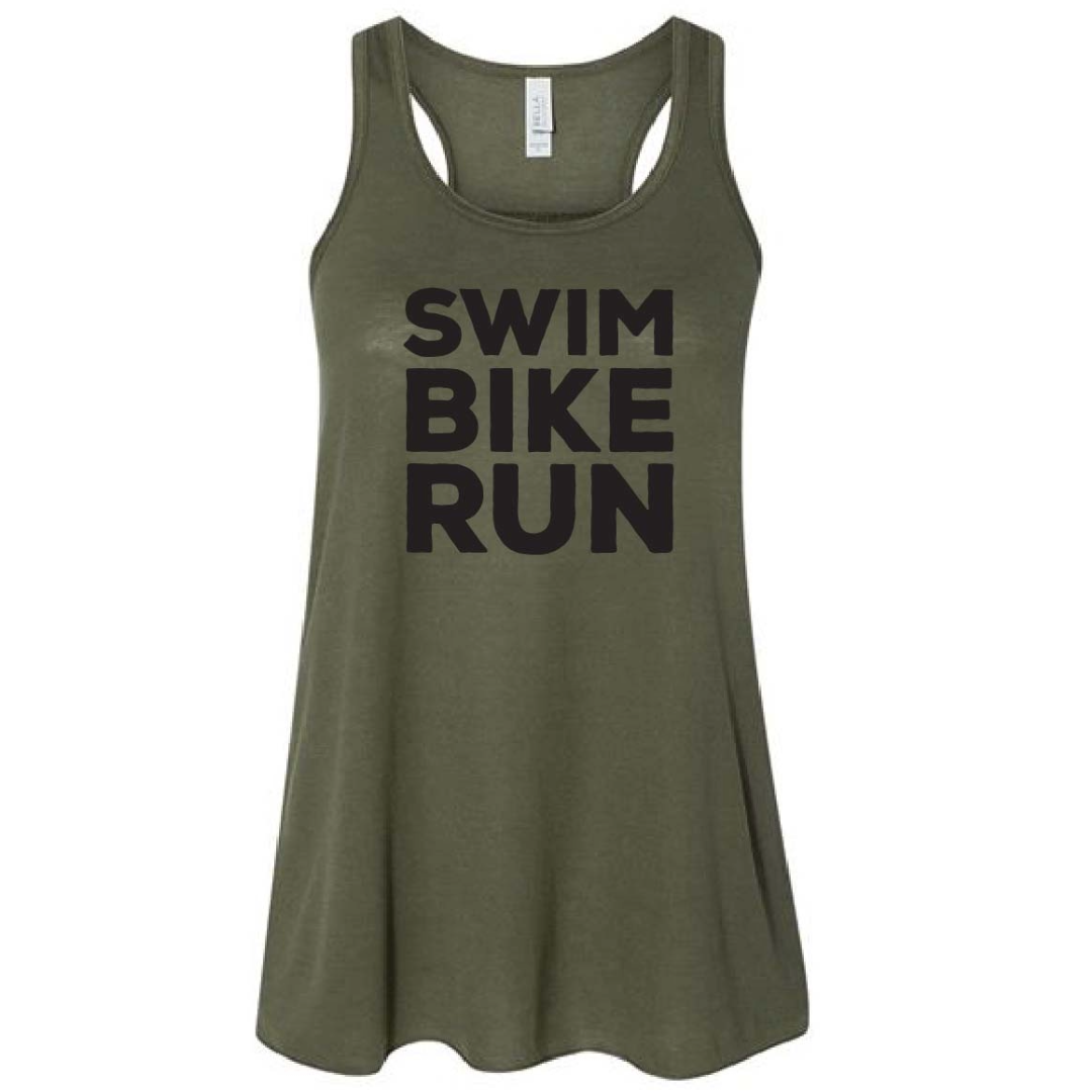 Basic Black Swim Bike Run Women's Triathlon Festival Tank