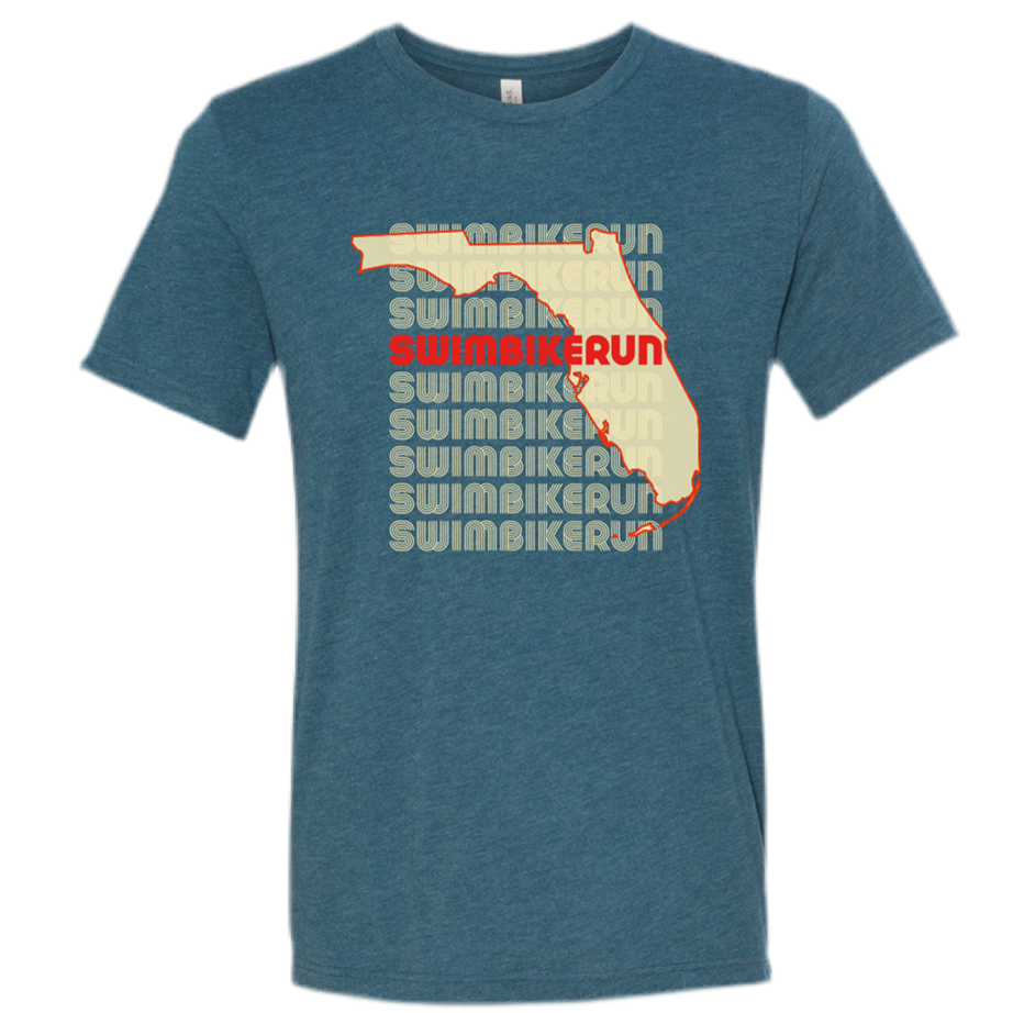 Florida Retro Swim Bike Run Pattern Shirt