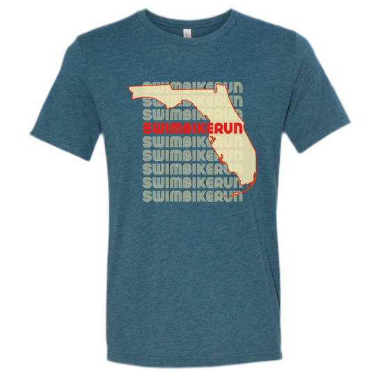 Florida Retro Swim Bike Run Pattern Shirt