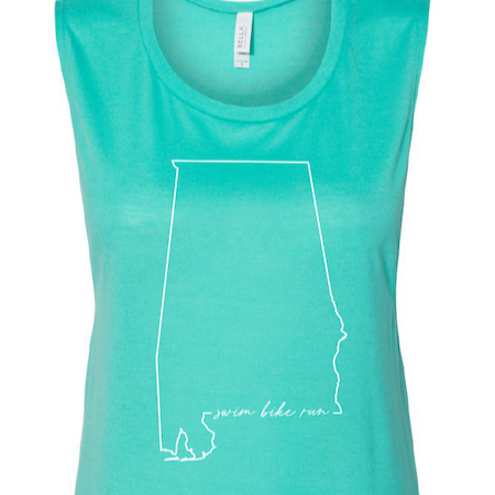 Alabama Swim Bike Run State Outline Women's Muscle Tank