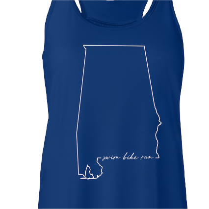 Alabama Swim Bike Run State Outline Women's Flowy Tank