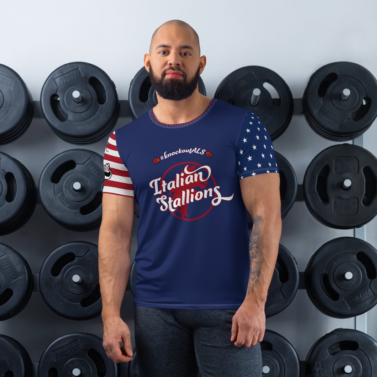 Knockout ALS Red White and Boom Race Jersey - Blue Front