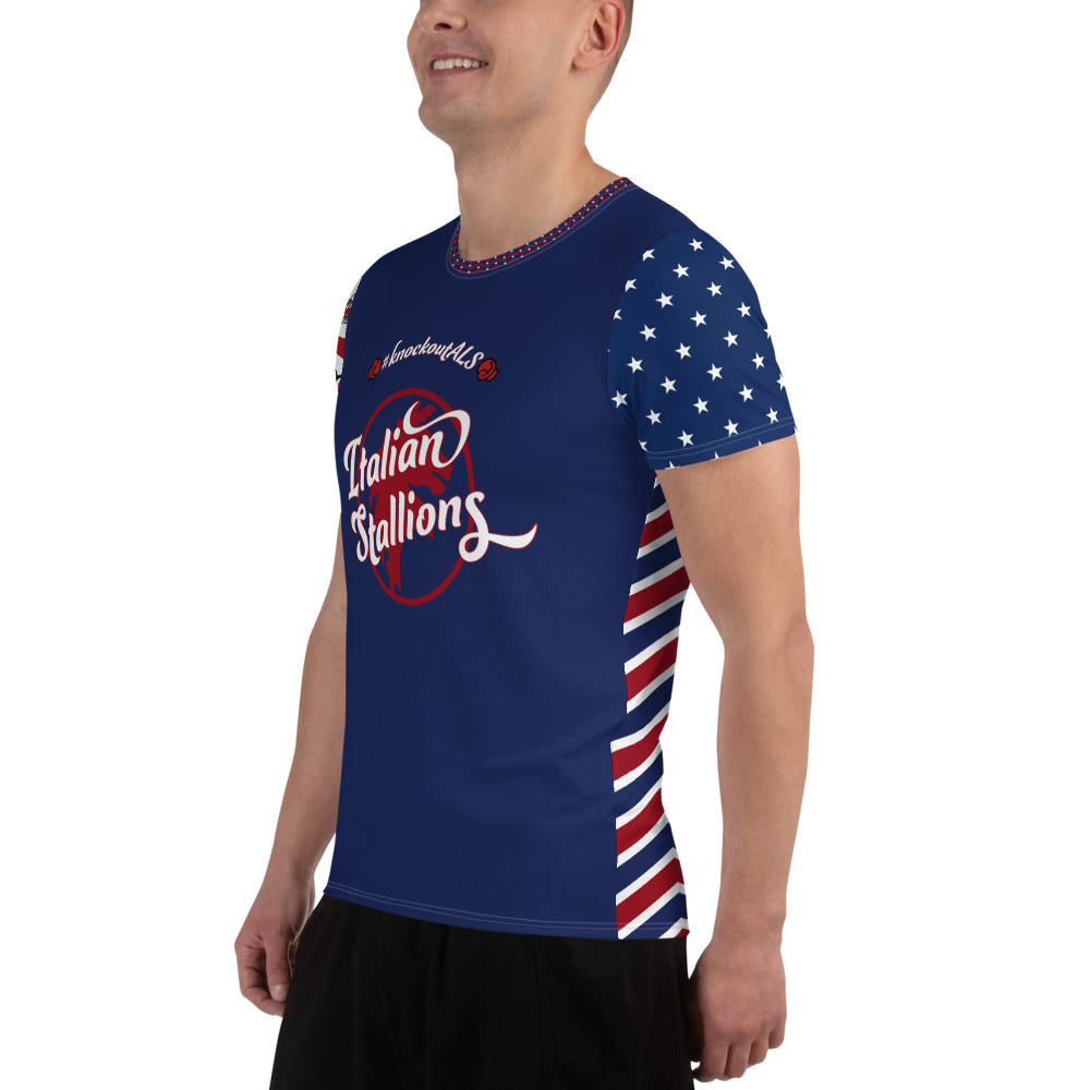 Knockout ALS Red White and Boom Race Jersey - Blue Front