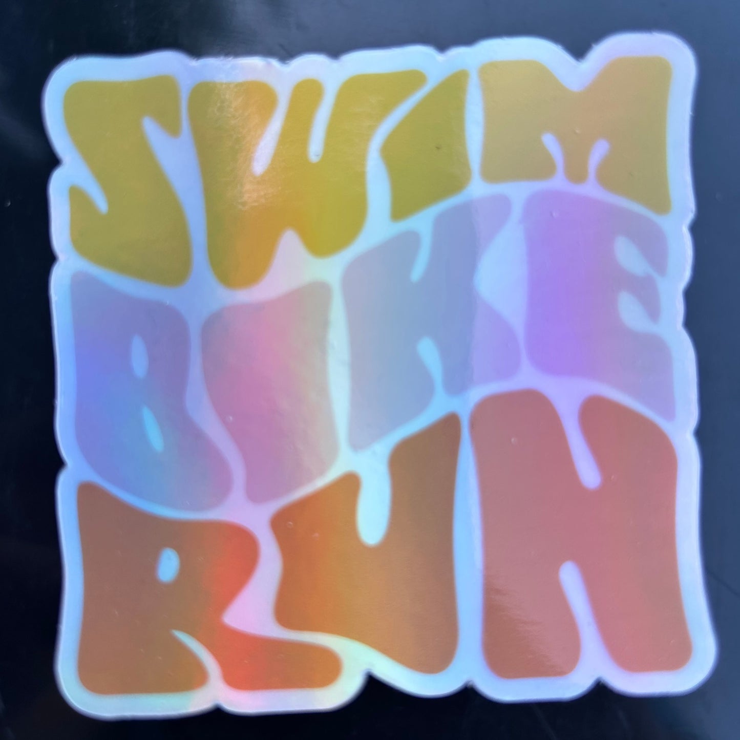 Groovy Swim Bike Run Sticker