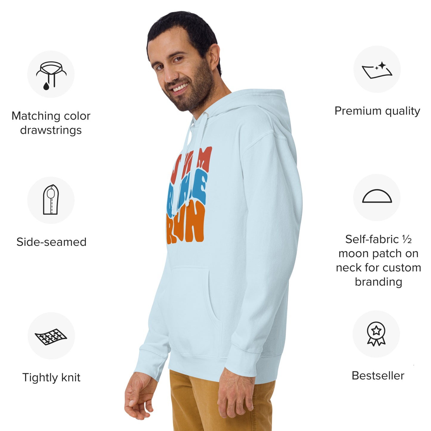 Groovy Swim Bike Run Unisex Hoodie