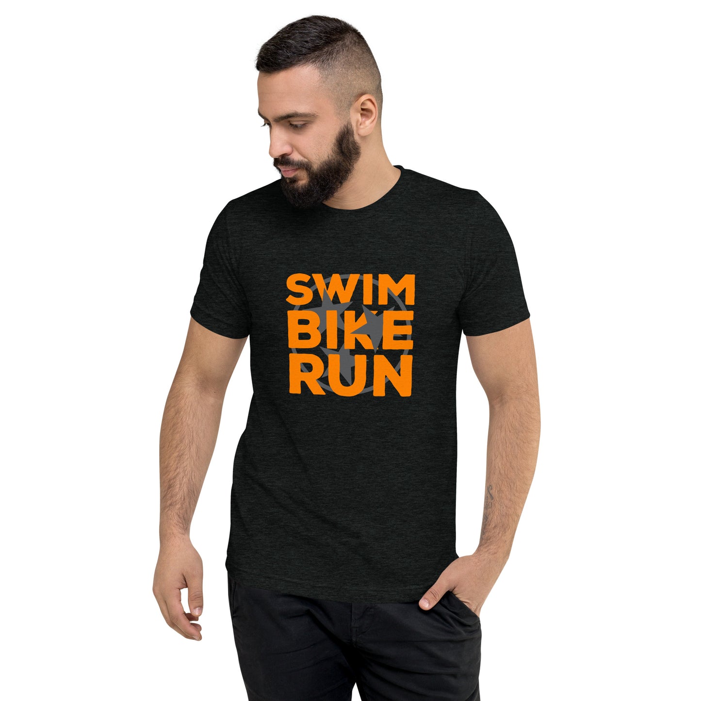 Big Orange Swim Bike Run Short sleeve Shirt