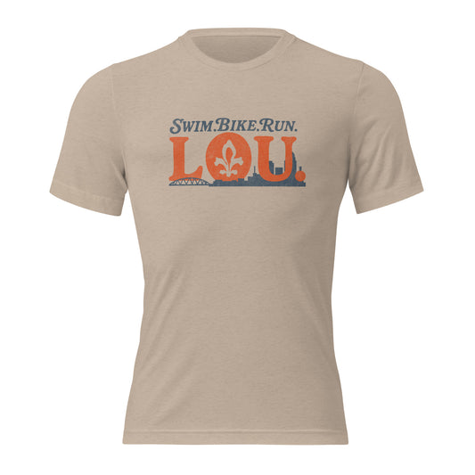 SWIM. BIKE. RUN. LOU. Retro Triathlon Shirt