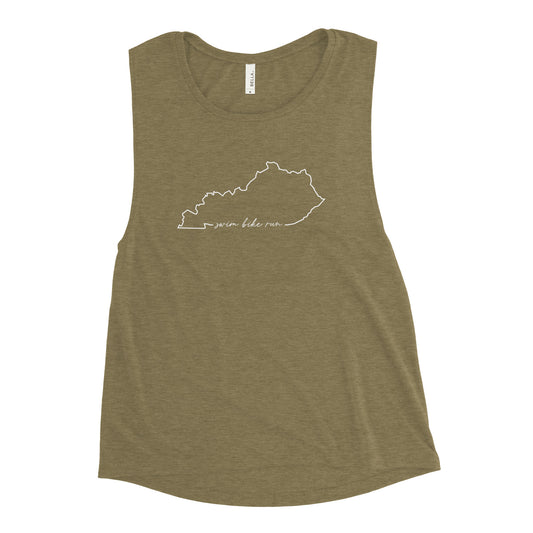 Kentucky Swim Bike Run Script Women's Muscle Tank