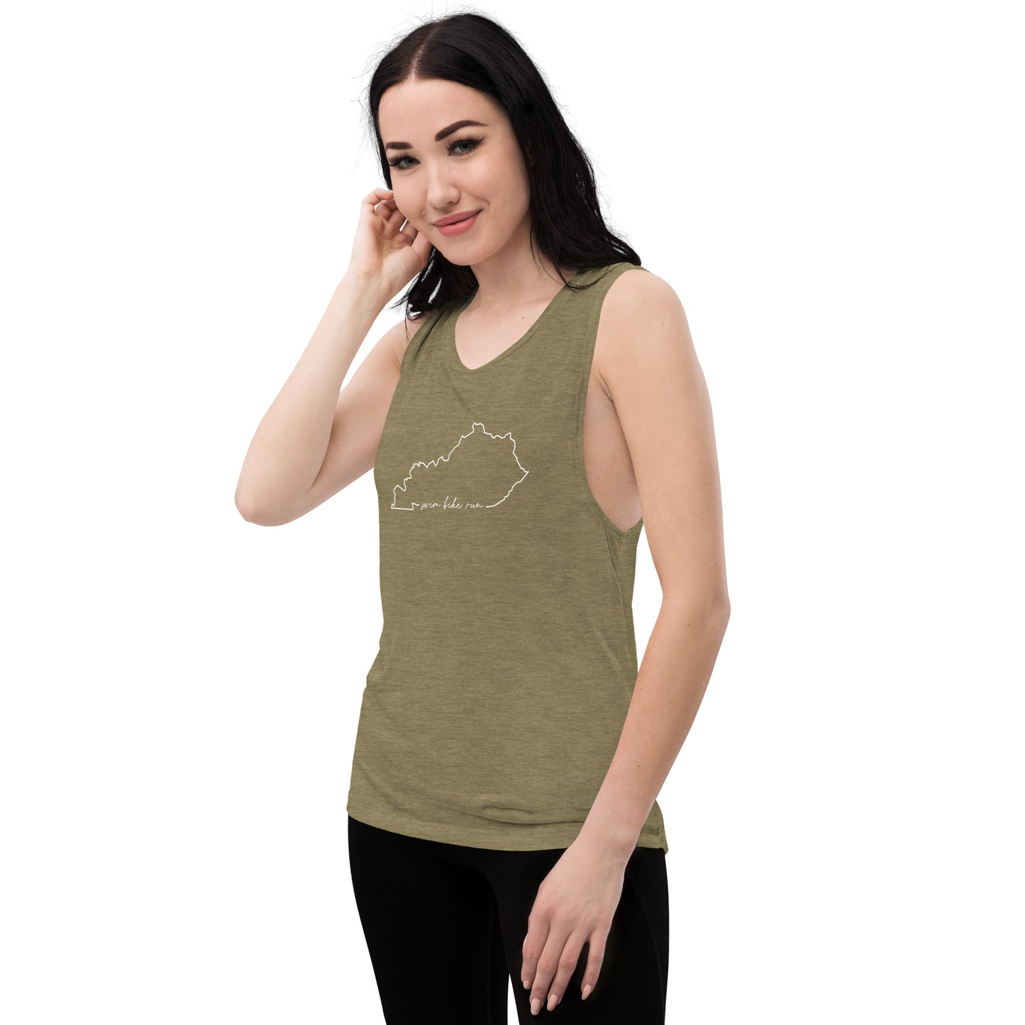 Kentucky Outline Scripted Swim Bike Run Shirt Women's Muscle Tank