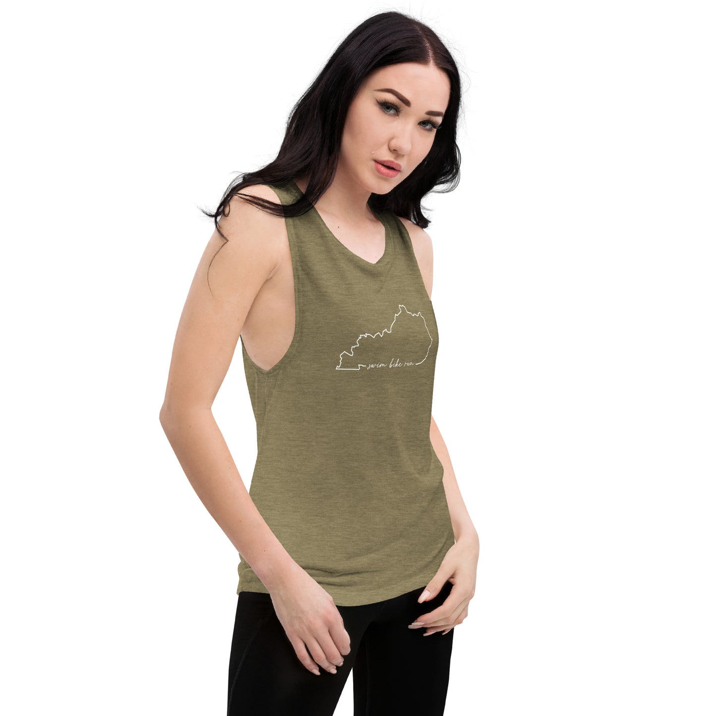 Kentucky Outline Scripted Swim Bike Run Shirt Women's Muscle Tank