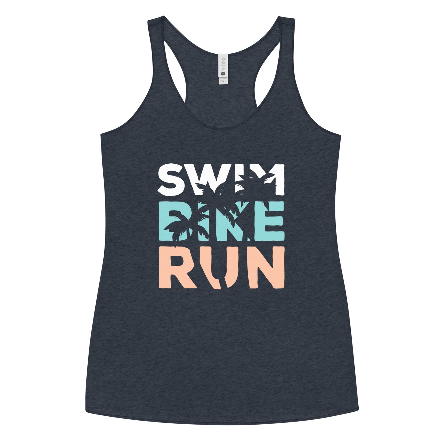 Beach Vibes Swim Bike Run Women's Racerback Tank