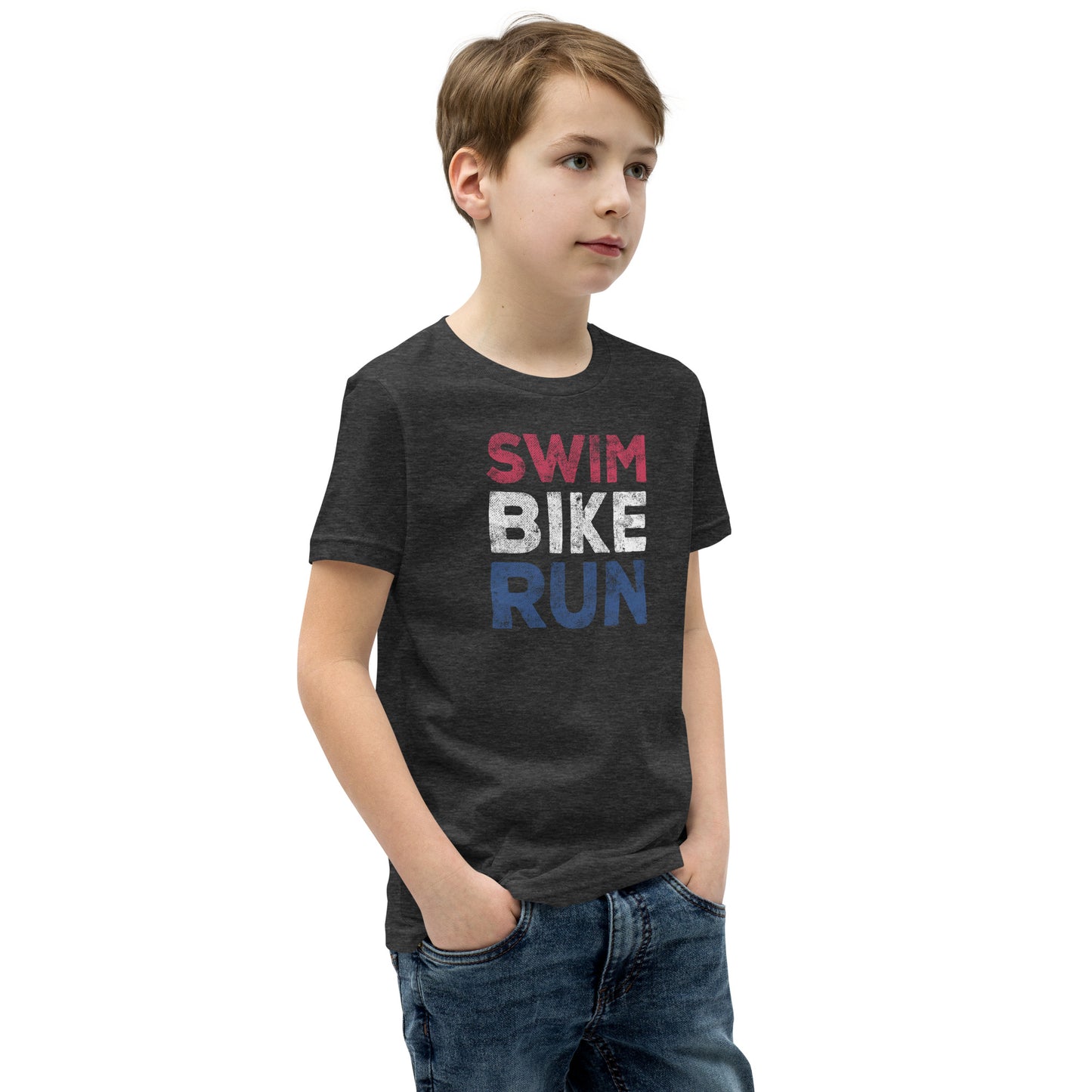 Swim Bike Run Youth Short Sleeve Shirt