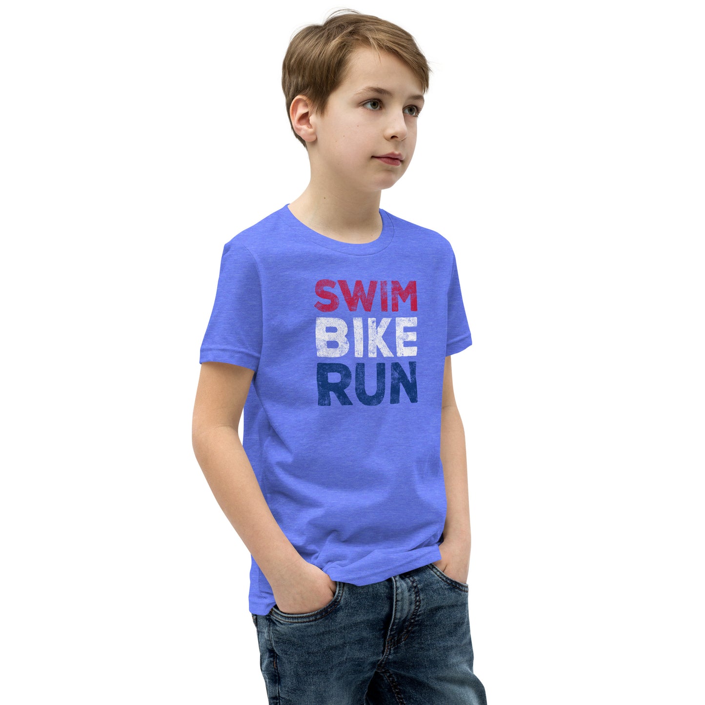 Swim Bike Run Youth Short Sleeve Shirt