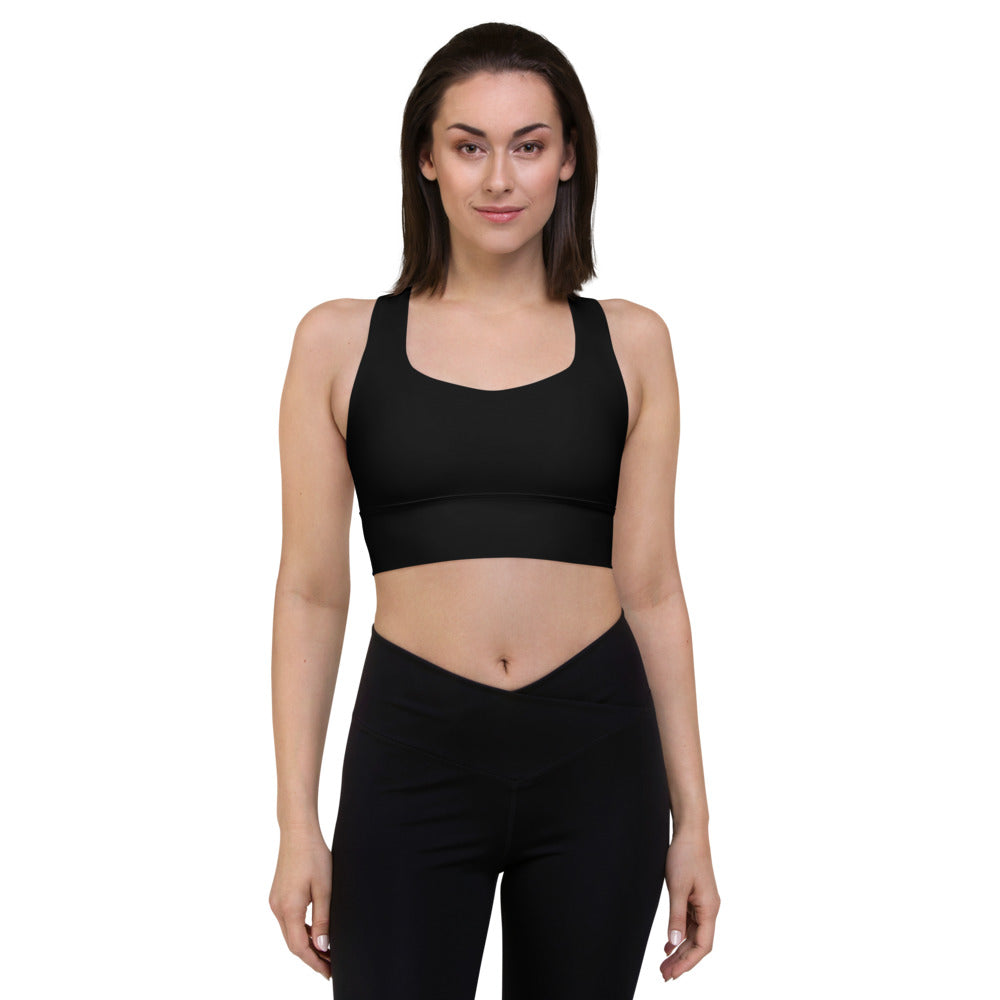Black Daisy Longline Sports Bra