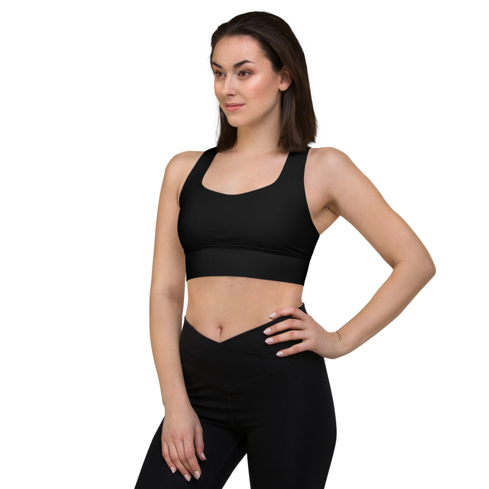 Black Daisy Longline Sports Bra