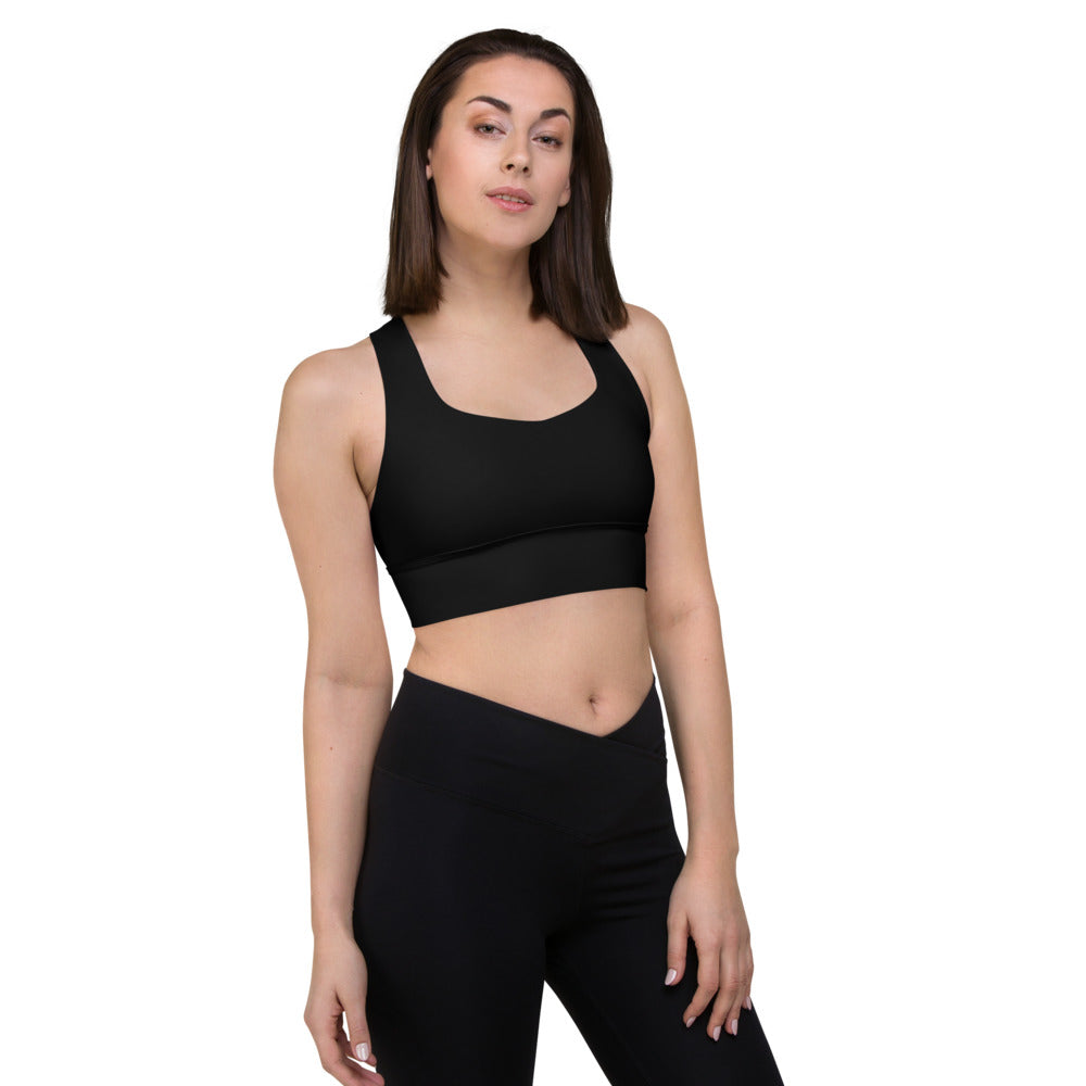 Black Daisy Longline Sports Bra