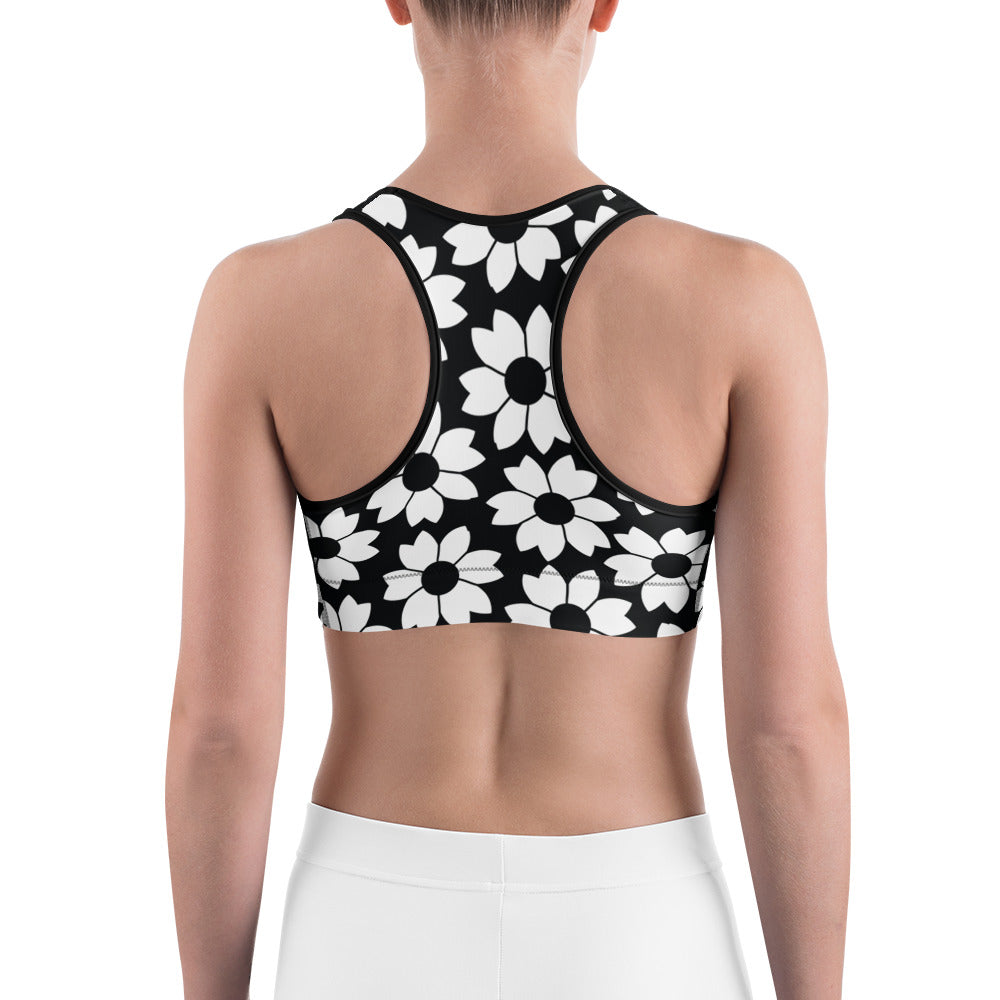 Black Daisy Sports Bra