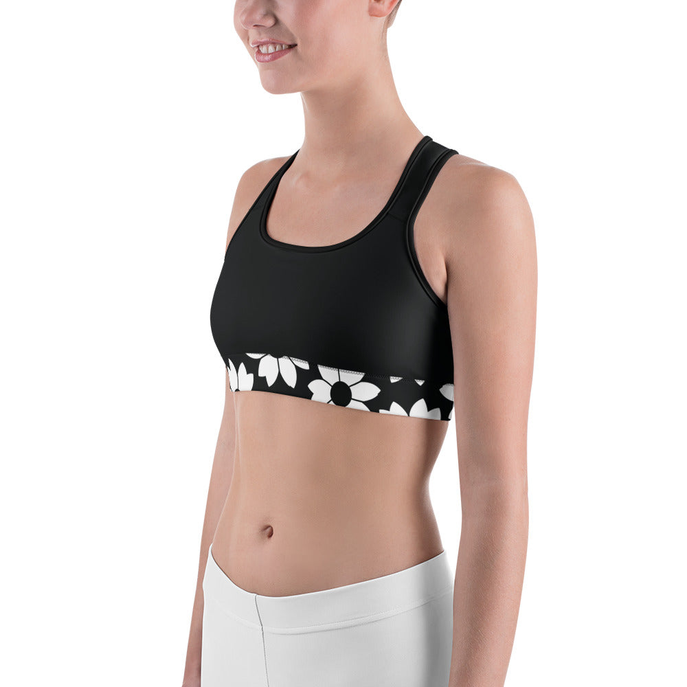 Black Daisy Sports Bra