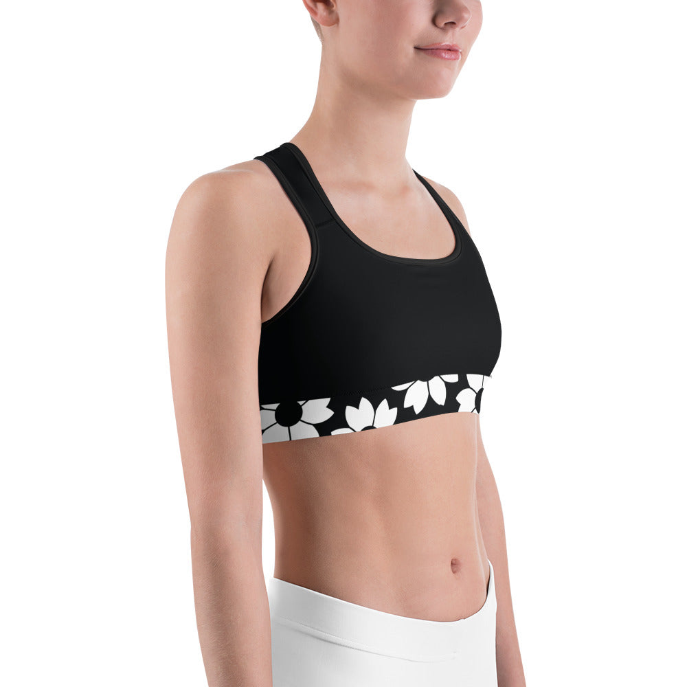Black Daisy Sports Bra