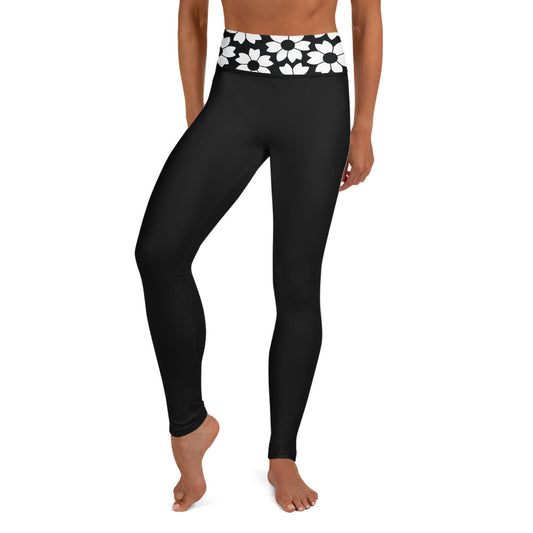 Black Daisy Yoga Leggings