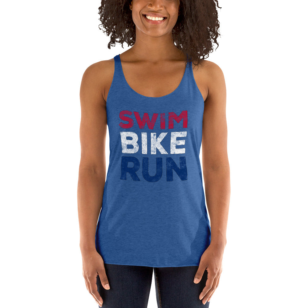 Swim Bike Run Women's Racerback Tank (America)