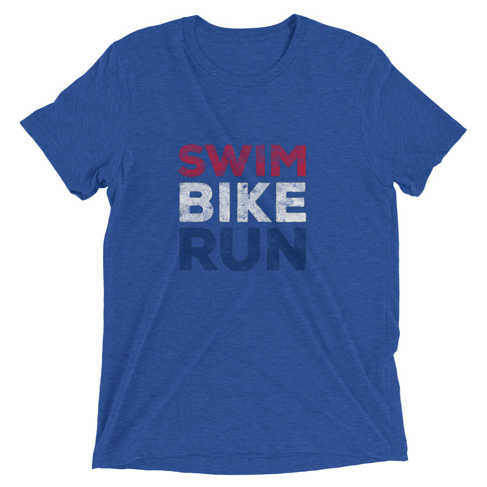 Swim Bike Run Short Sleeve Shirt (America)