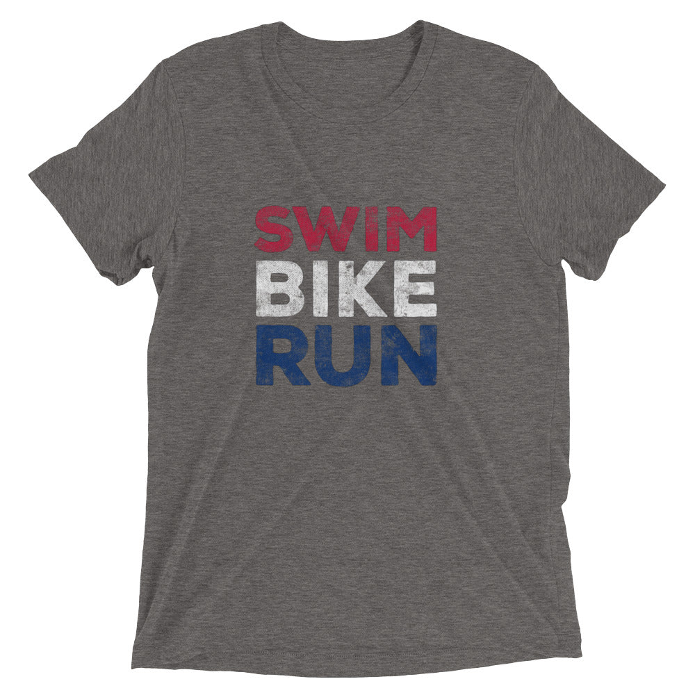 Swim Bike Run Short Sleeve Shirt (America)