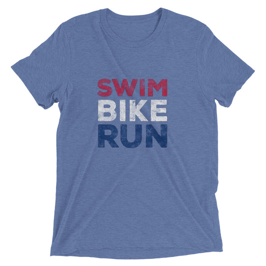 Swim Bike Run Short Sleeve Shirt (America)
