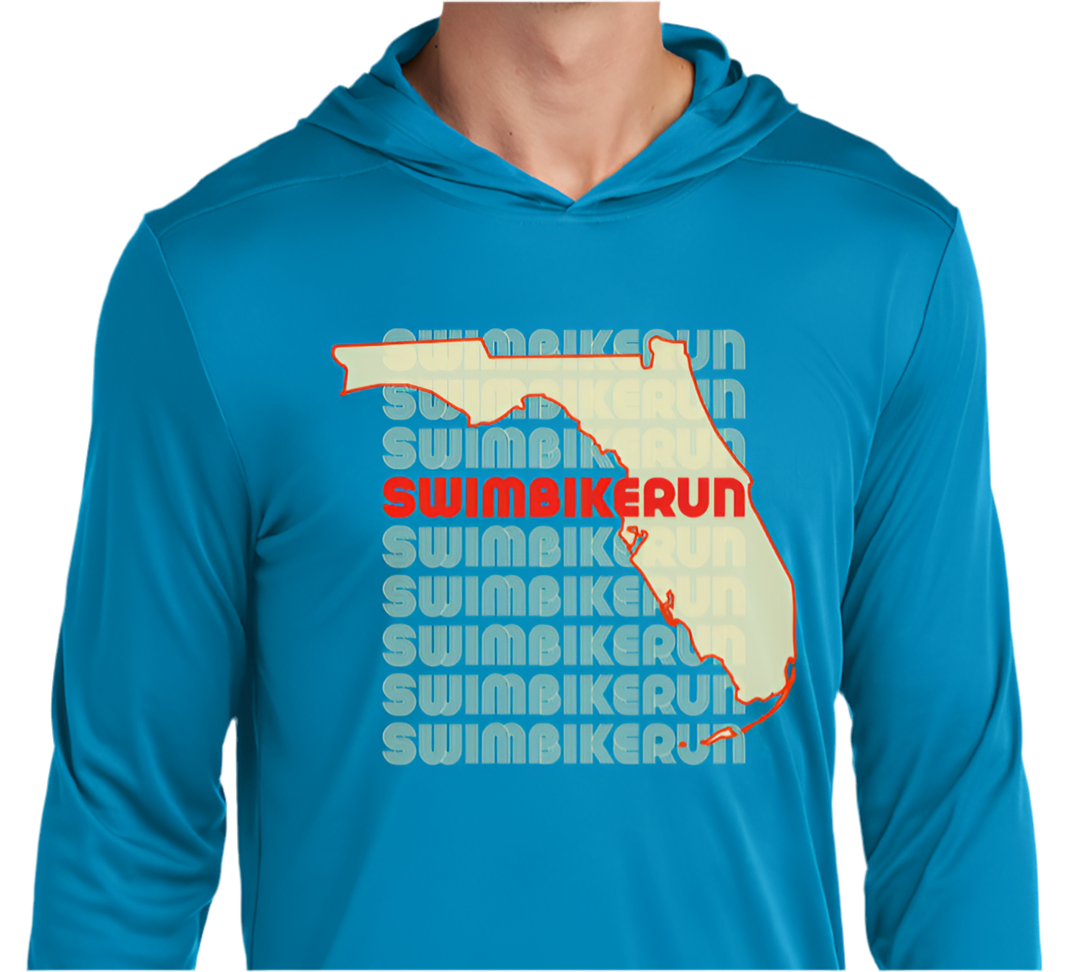 Swim Bike Run Florida Retro Pattern Performance Hoodie