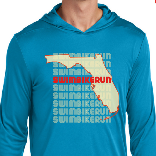 Swim Bike Run Florida Retro Pattern Performance Hoodie