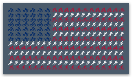Triathlete Patriot American Flag Sticker