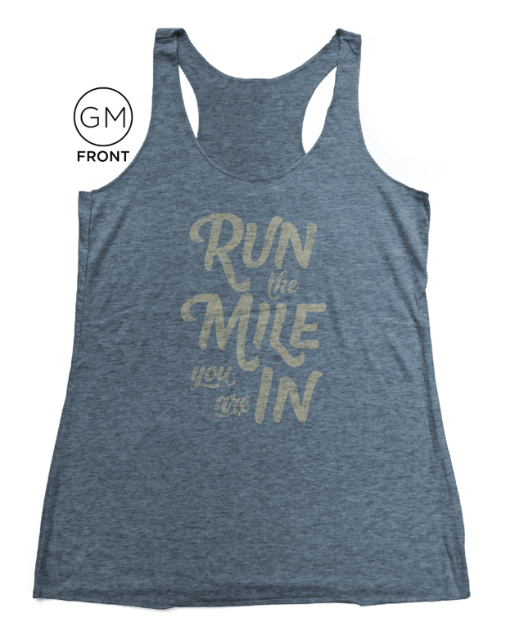 Run the Mile You Are In Distressed Women's Racerback Tank