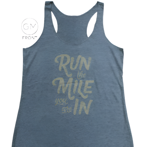 Run the Mile You Are In Distressed Women's Racerback Tank