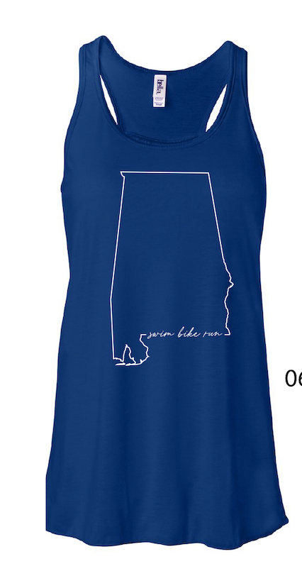 Alabama Swim Bike Run State Outline Women's Flowy Tank