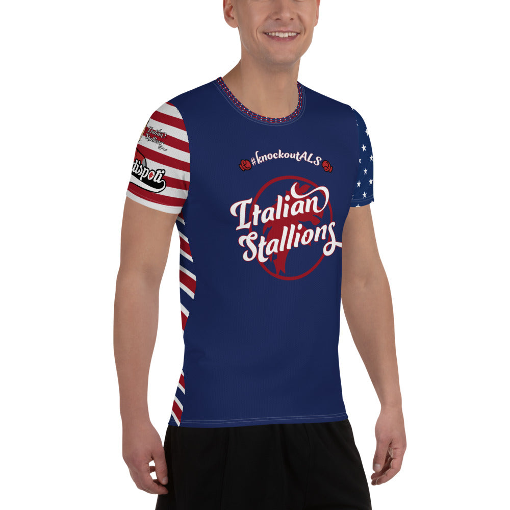 Knockout ALS Red White and Boom Race Jersey - Blue Front