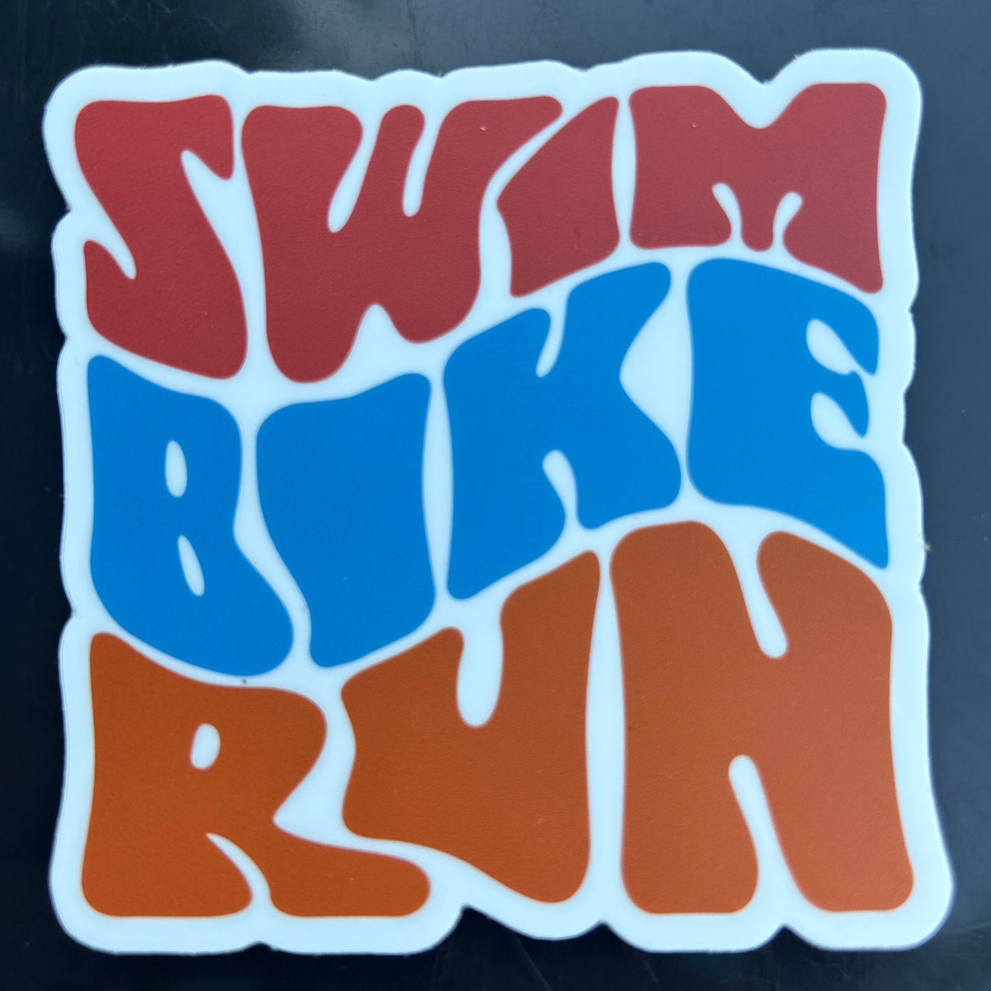 Groovy Swim Bike Run Sticker