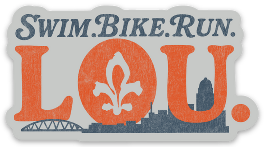 SWIM. BIKE. RUN. LOU. Retro Sticker