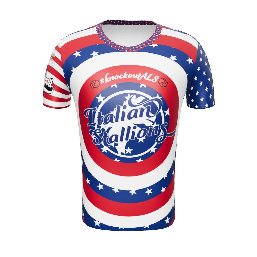 Copispoti Red White and Boom Circle Front Race Shirt