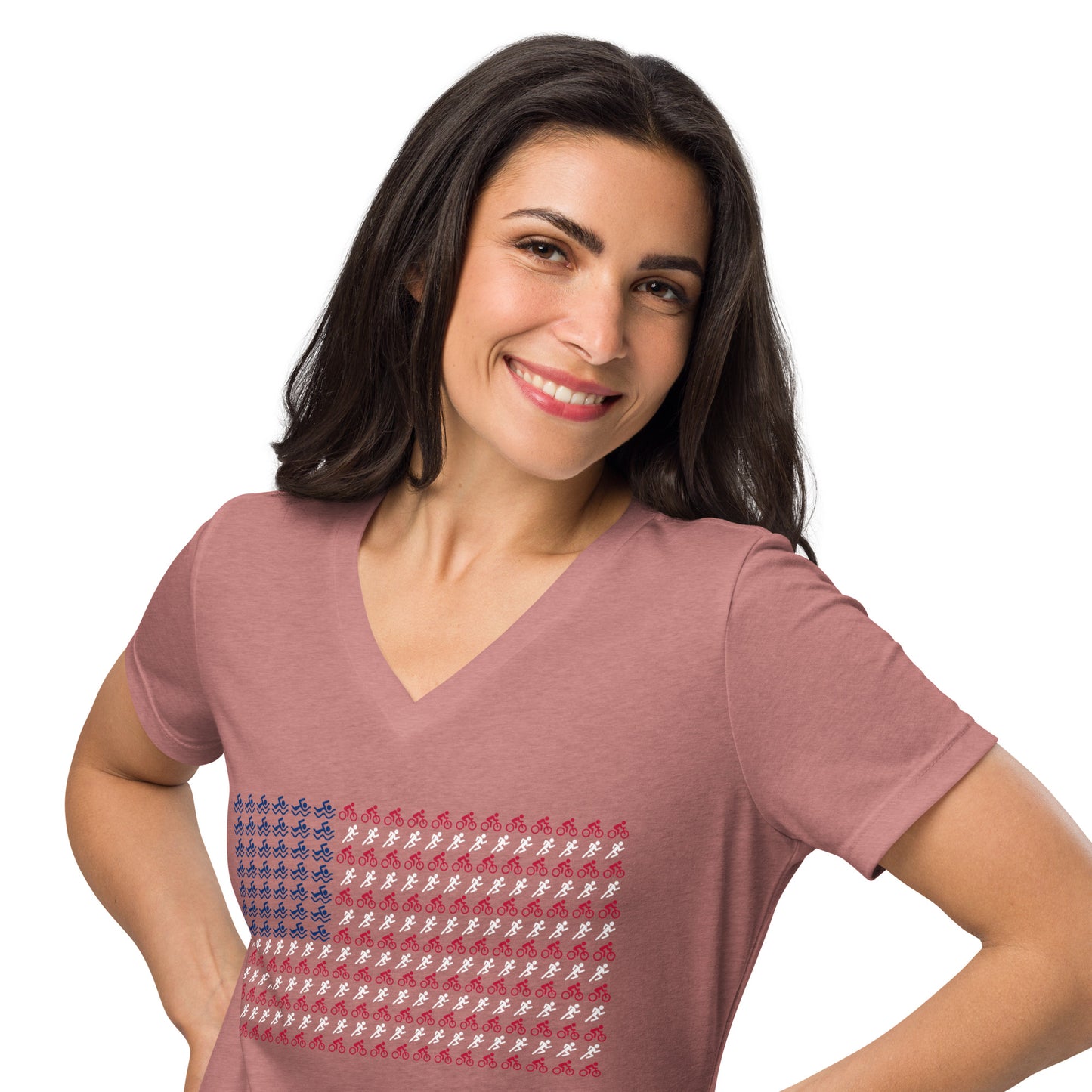 Triathlete Patriot Women’s Relaxed V-neck Shirt