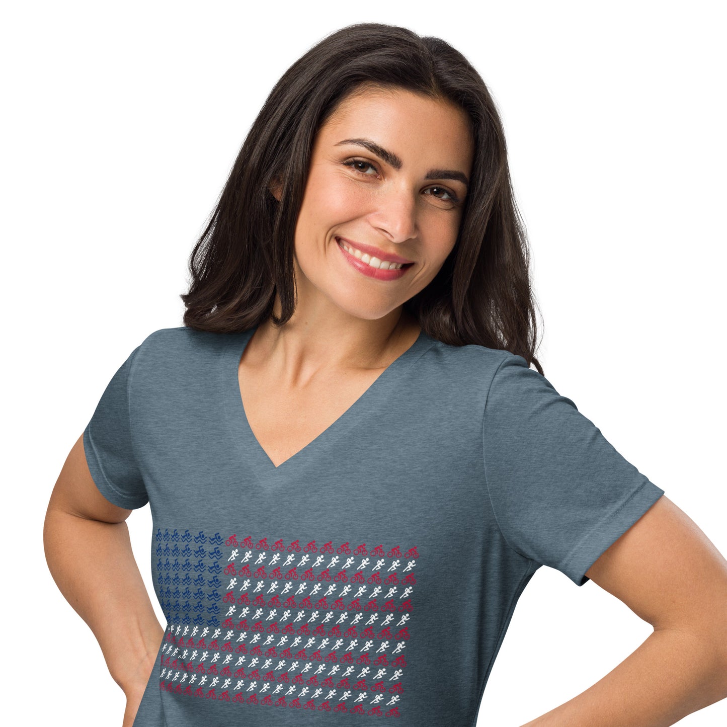 Triathlete Patriot Women’s Relaxed V-neck Shirt