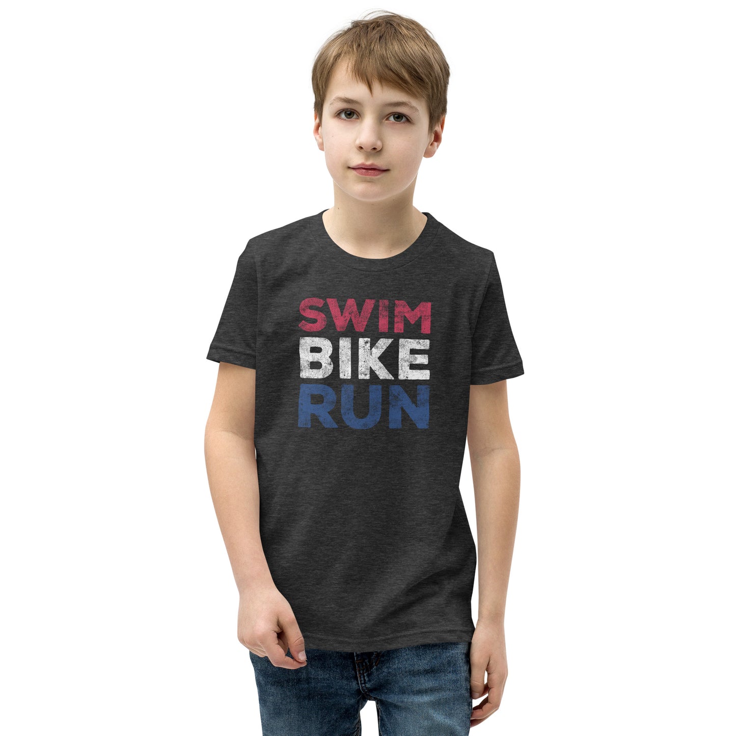 Swim Bike Run Youth Short Sleeve Shirt