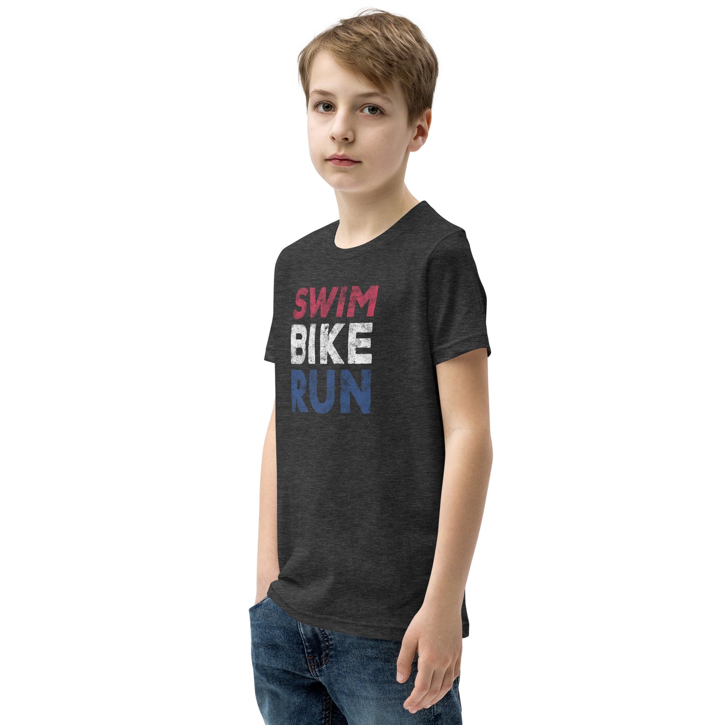 Swim Bike Run Youth Short Sleeve Shirt