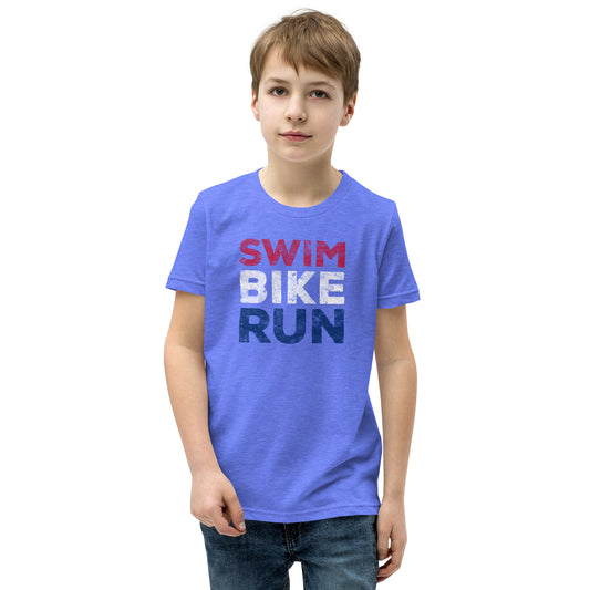 Swim Bike Run Youth Short Sleeve Shirt