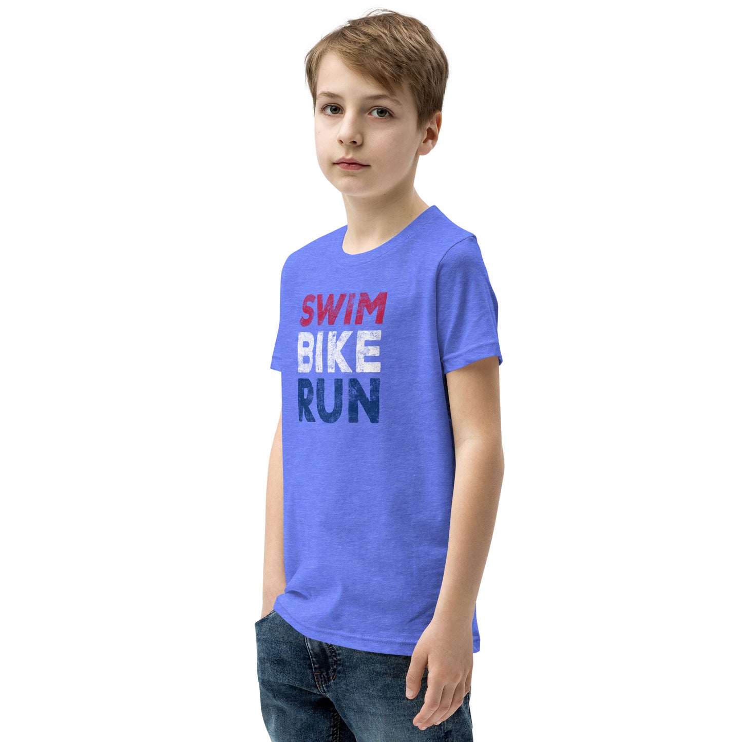 Swim Bike Run Youth Short Sleeve Shirt