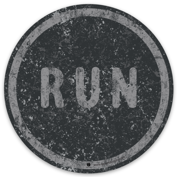 Run Sticker - Distressed Look - 3" - Qavah Designs