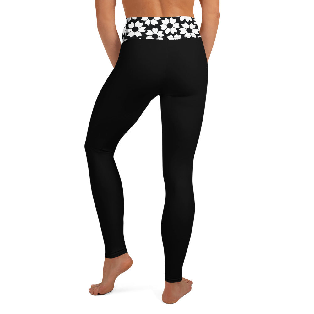 Black Daisy Yoga Leggings