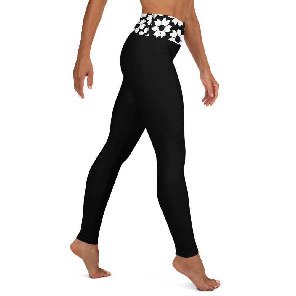 Black Daisy Yoga Leggings